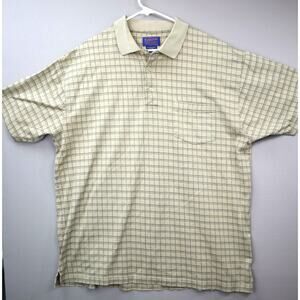 Vintage Pendleton Mens Size 2XL XXL Shirt Brown Tan Polo Plaid